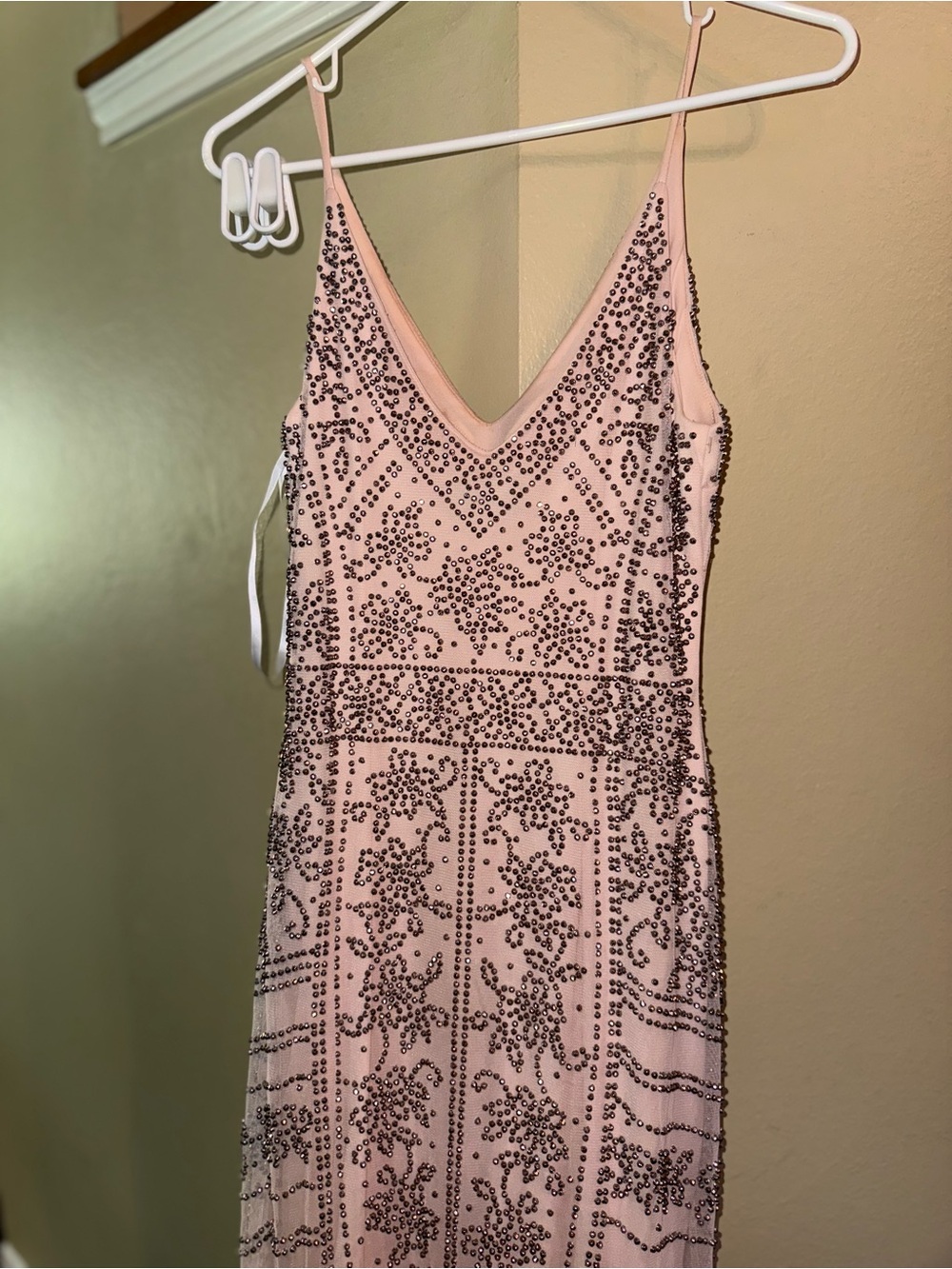 Xscape Blush Pink Beaded Mermaid Gown Formal Prom Evening Dress Size 8 - Picture 6 of 17